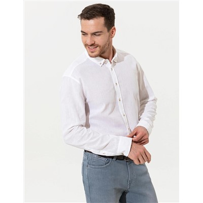 Beyaz Regular Fit Uzun Kollu Gömlek