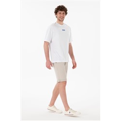 Erkek Oversize Fit Bisiklet Yaka Beyaz Tişört