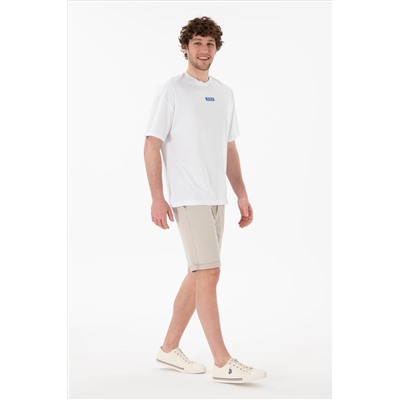 Erkek Oversize Fit Bisiklet Yaka Beyaz Tişört