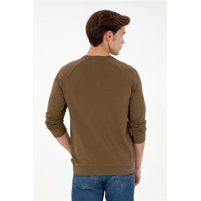 Erkek Haki Basic Sweatshirt