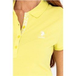 Kadın Neon Sarı Basic Polo Yaka Tişört