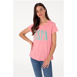 Kadın Pembe Bisiklet Yaka Tişört