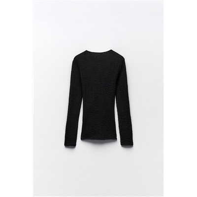 TEXTURED TOP WITH GATHERED DETAIL
