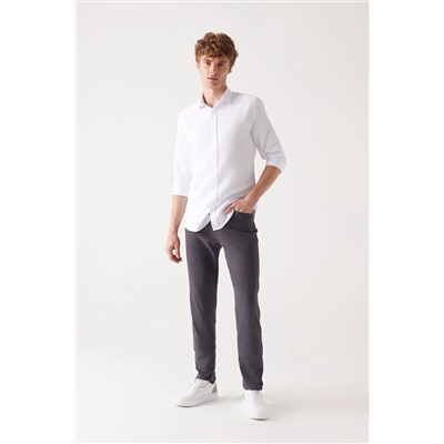 Avva Erkek Antrasit 5 Cepli Pamuklu Slim Fit Dar Kesim Pantolon E003054