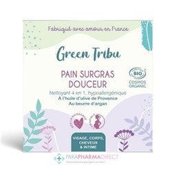 Green Tribu Pain Surgras Douceur - Nettoyant 4en1 - Visage, Corps, Cheveux & Intime - BIO 110 g