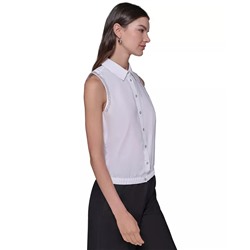 KARL LAGERFELD PARIS Women's Embellished Sleeveless Button-Front Top