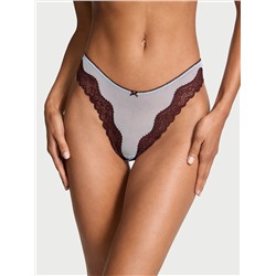 Tease Mesh Lace-Trim High-Leg Thong Panty