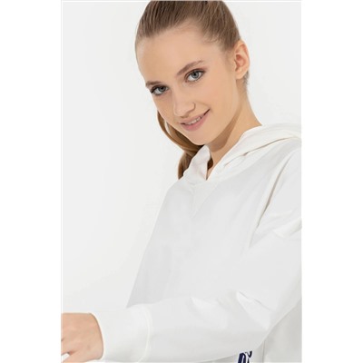 Kadın Ekru Kapüşonlu Sweatshirt