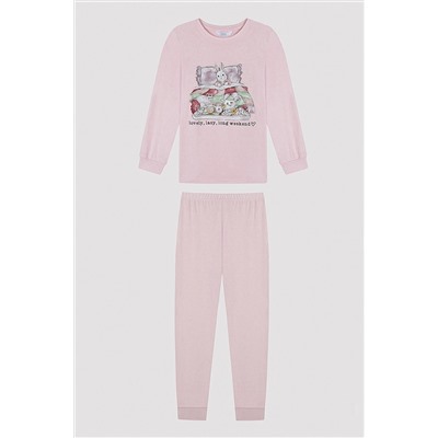 Penti Kız Çocuk Rabbit Uzun Kollu Pembe Pijama Takımı PNX800C523SK-PN17