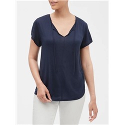 Luxe Jersey Tie-Neck T-Shirt