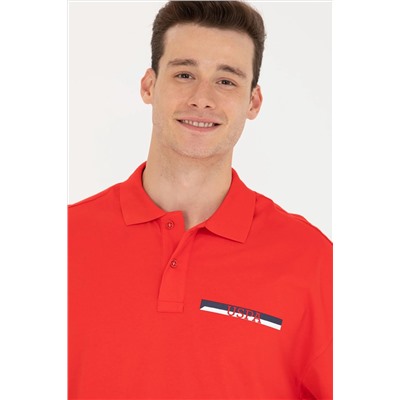 Erkek Kırmızı Oversize Polo Yaka Tişört