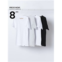 PACK DE 4 CAMISETAS LISAS DE MANGA CORTA
