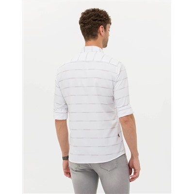 Bej Slim Fit Uzun Kollu Gömlek