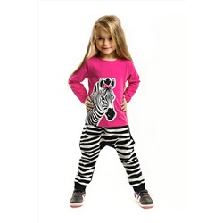 DenokidsZebra Fashion Kız Çocuk T-shirt Pantolon Takım