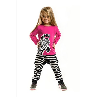 DenokidsZebra Fashion Kız Çocuk T-shirt Pantolon Takım