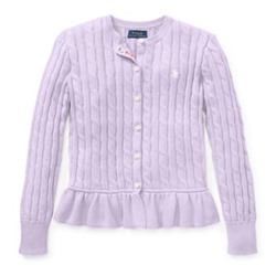 GIRLS 7-16 Cotton Peplum Cardigan