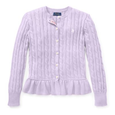 GIRLS 7-16 Cotton Peplum Cardigan