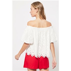 Camiseta con bordado inglés Blanco