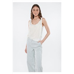 Mavi Askılı Transparan Beyaz Bluz Slim Fit / Dar Kesim 1611909-620