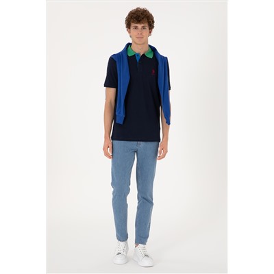 Erkek Regular Fit Polo Yaka Lacivert Tişört