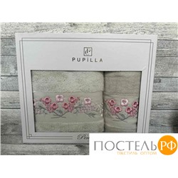 T0165/SM010 Набор полотенец Pupilla EVA хлопок (2 шт) (50*90,70*140) букет цветов бежевый