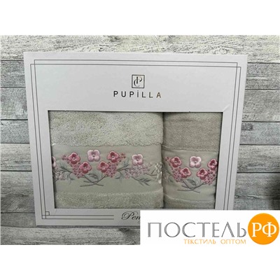 T0165/SM010 Набор полотенец Pupilla EVA хлопок (2 шт) (50*90,70*140) букет цветов бежевый