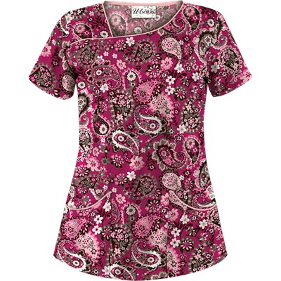 UA Paisley Parade Berry Kiss Print Scrub Top