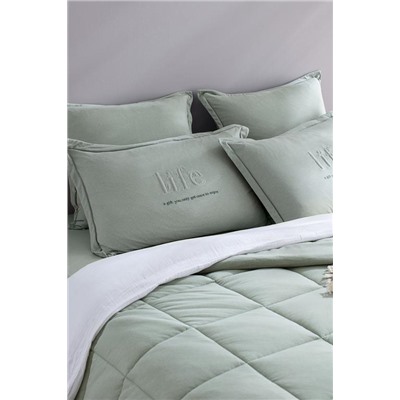 Bobigny Tek Kişilik Pamuklu SuperSoft Comforter Set - Mint Yeşili