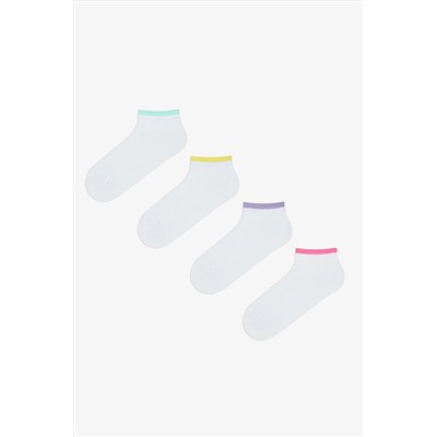 Penti, Multicolored Ankle Line Beyaz 4lü Patik Çorap