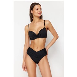 Trendyolmilla Siyah V Kesim Yüksek Bel Regular Bikini Altı TBESS24BA00137