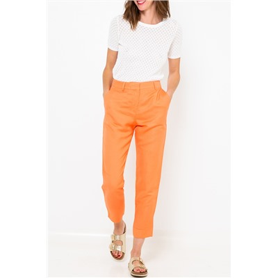 Pantalón slim de lino Coral claro