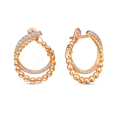 Серьги из золочёного серебра с фианитами 925 пробы с-7245з200