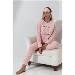 Wordex Fwn 5018 Peluş Welsoft Polar Kışlık Yıldızlı Yumoş Kadın Pijama Takımı FAWN5018