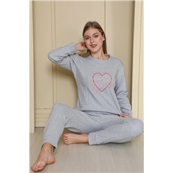 FAMES PİJAMA KIŞLIK FİTİLLİ INTERLOK EV GİYİMİ 6414