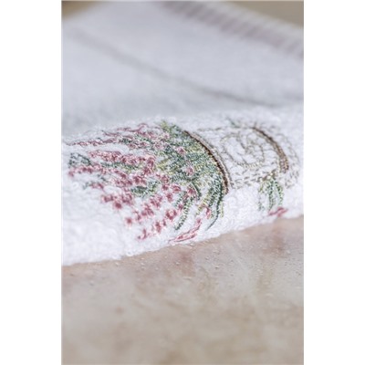 Curtıce Nakışlı %100 Pamuk 2'li El Havlusu - Beyaz - 30x45 cm