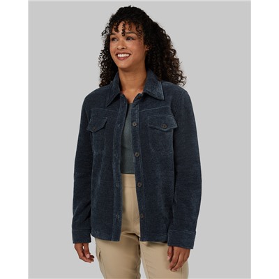 WOMEN'S VELVET SHERPA-LINED SHIRT JACKET