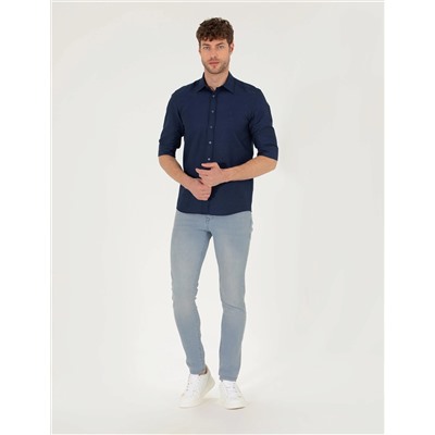 Lacivert Slim Fit Oxford Gömlek