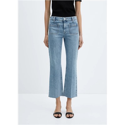 Jeans flare crop bolsillos