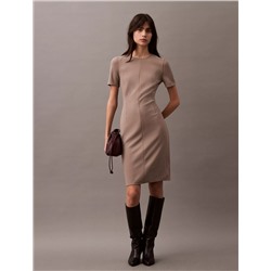 Compact Stretch Crepe Shift Dress