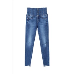 Vaquero skinny fit de tiro alto Azul