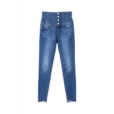 Vaquero skinny fit de tiro alto Azul