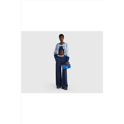 United Colors of Benetton Kadın Lacivert Çiçek Desenli Bol Kesim V Yaka Hırka 123P108RE601T-852