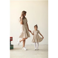 KÜÇÜĞÜM BUTİK Krem Desen Küçük Çiçekli Anne Kız Kombini (ANNE VE ÇOCUK AYRI AYRI SEPETE EKLENMELİDİR) KREM-DESEN-CİCEKLİ