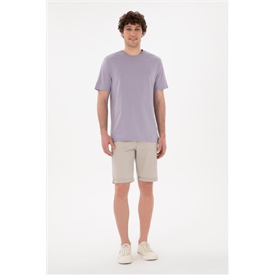 Erkek Regular Fit Bisiklet Yaka Gri Basic Tişört