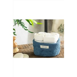 English Home Quadro Pamuklu 4'lü Havlu Seti 30x40 Cm Kobalt Mavi-ekru 10037408