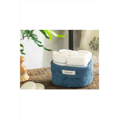 English Home Quadro Pamuklu 4'lü Havlu Seti 30x40 Cm Kobalt Mavi-ekru 10037408