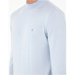 Açık Mavi Slim Fit Yarım Balıkçı Yaka Basic Triko Kazak