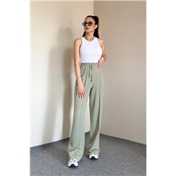 Ritnice Kadın Keten Dokulu Carla Bel Lastikli Çağla Yeşili Pantolon TYCZ3EYNAN168773390134577