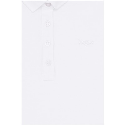 Kız Çocuk Beyaz Basic Polo Yaka Tişört