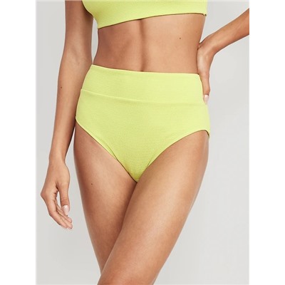 High-Waisted Pucker Classic Bikini Swim Bottoms for Women